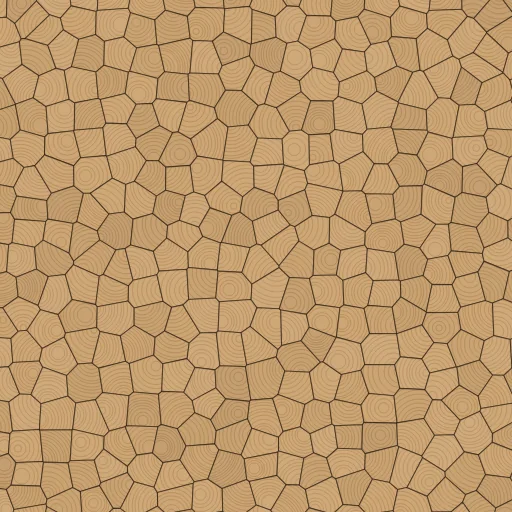 Opus mosaic floor pattern in oak, drawn from above