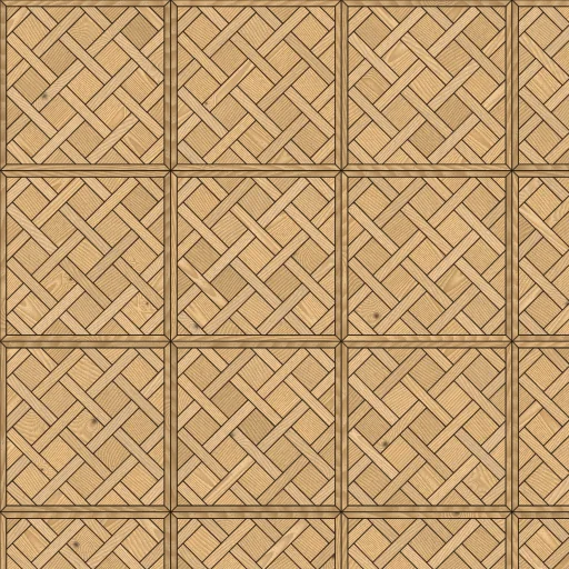 Versailles panel floor pattern in oak, drawn from above